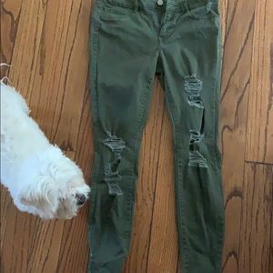 Olive green Ripped jeans